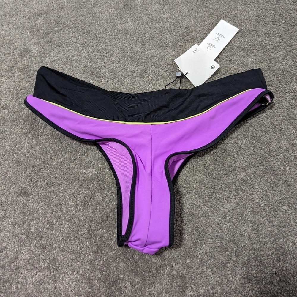 Zara Women's Cheeky Bikini Bottom Size Small Purple Black Yellow NEW NWT